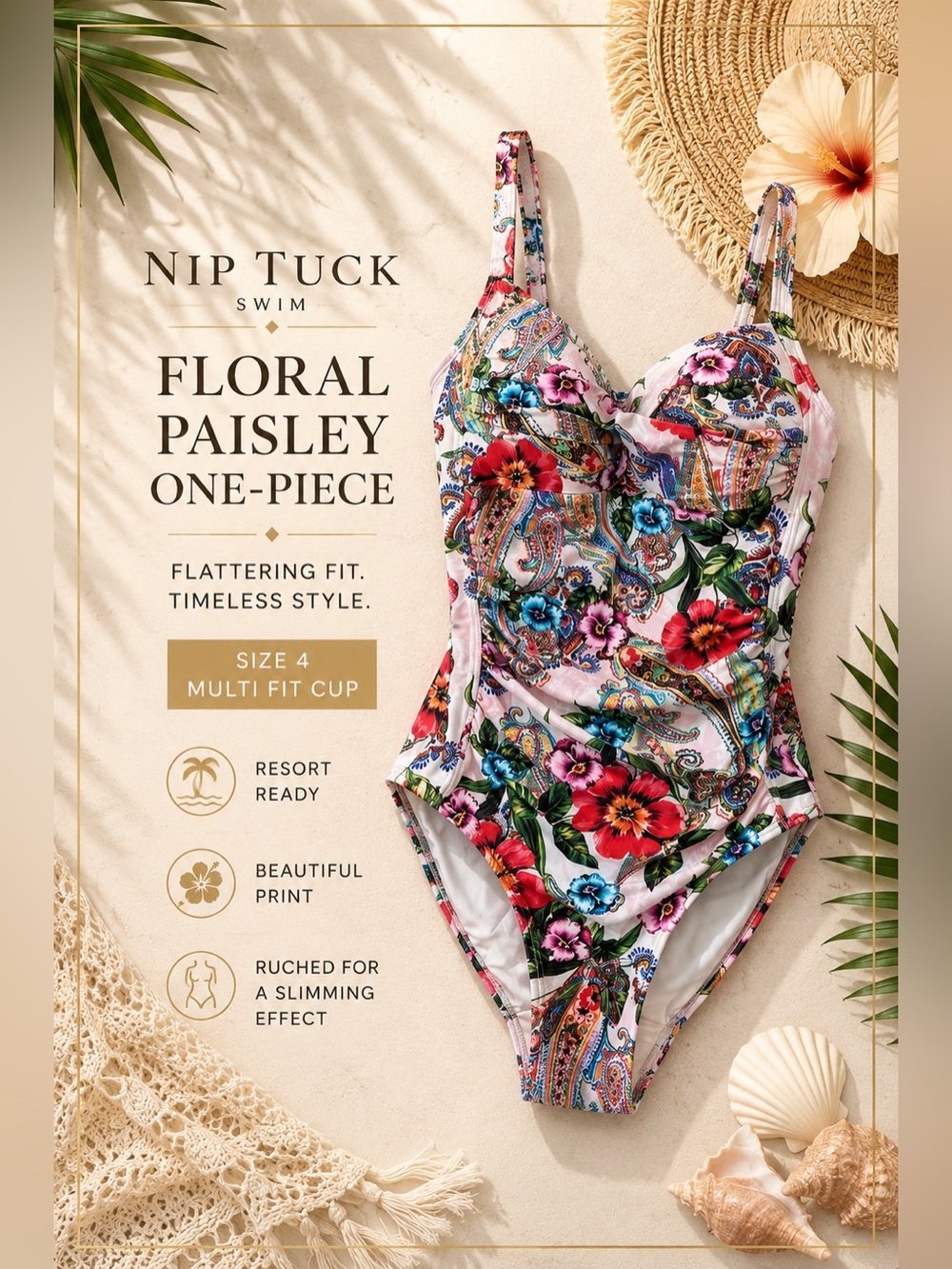 Nip Tuck Swim Floral Paisley One-Piece Swimsuit